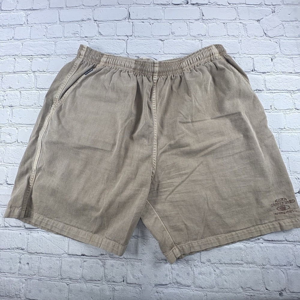 Crazy Shirts Tan Natural Dye Shorts XL Cotton Elastic Waist Hawaii Originals